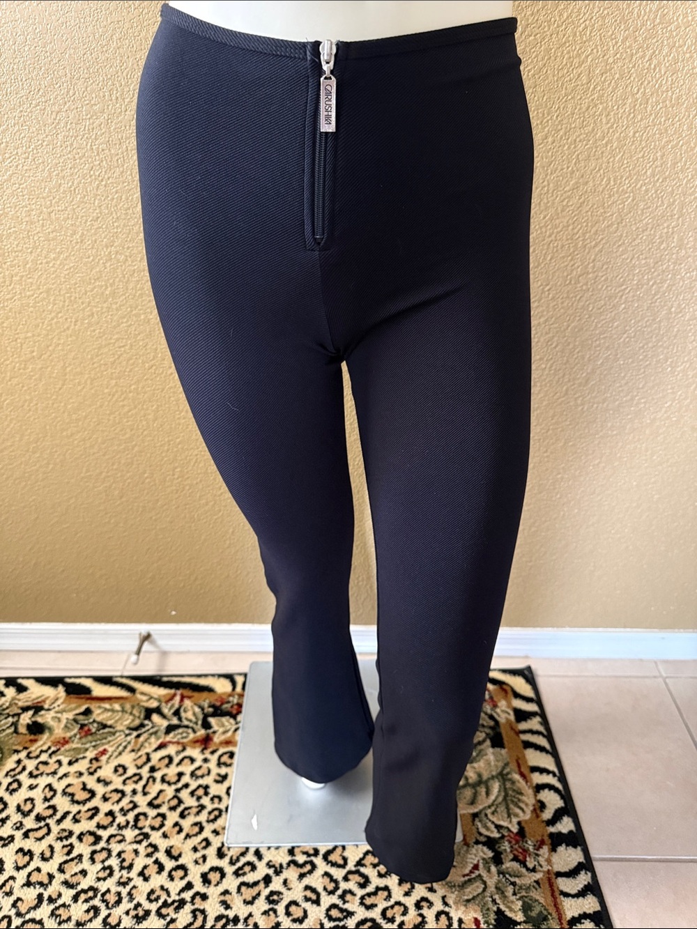 Classic Black Boot Cut Pants with Front Zip